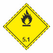 Знак перевозки опасных грузов «Класс 5.1. Окисляющие вещества» (пленка ламинир., 250х250 мм)